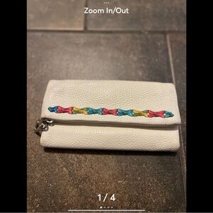 White Brighton Leather Wallet with Multicolor Accents